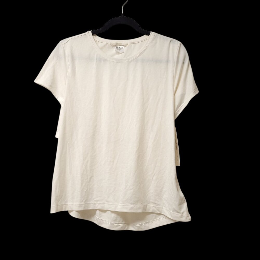 NWT Athleta Womens Crew Neck Short Sleeve Top Size M Ivory